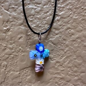 Blue and Purple Cross Pendant Necklace